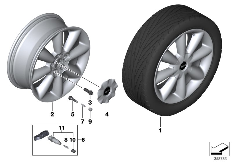 36_2075 MINI LA wheel Cone Spoke 507 - 18''