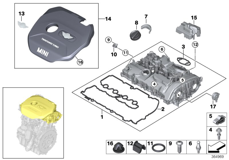 11_5505 Cylinder head cover/Mounting parts