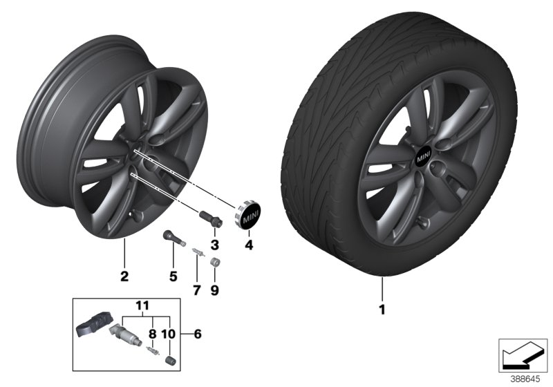 36_2081 MINI LA wheel Track Spoke 501 - 17''