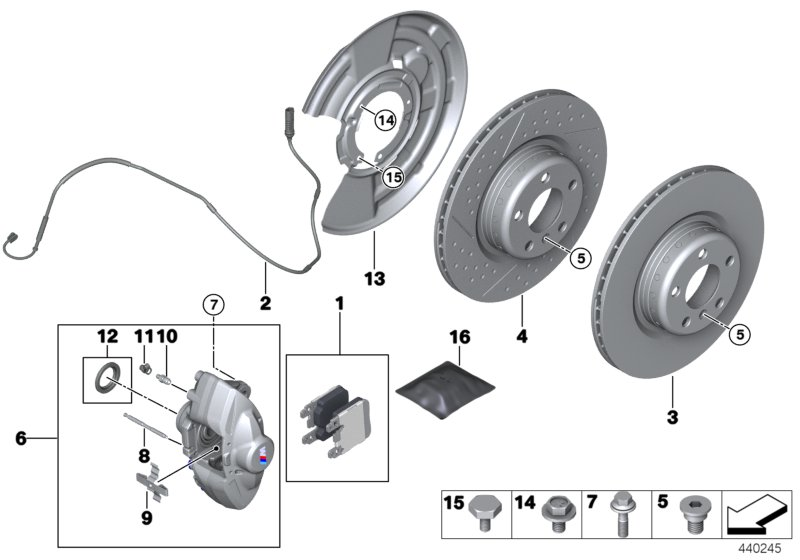 34_2313 Rear wheel brake, brake pad sensor