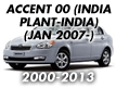 ACCENT 00 (INDIA PLANT-INDIA): JAN.2007- (2000-2013)