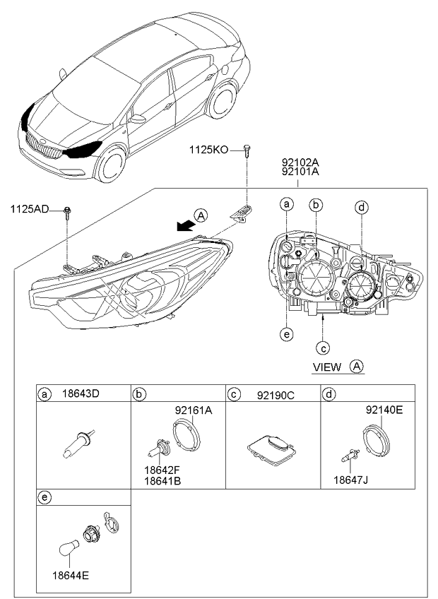 kia cerato 2014 headlight bulb type