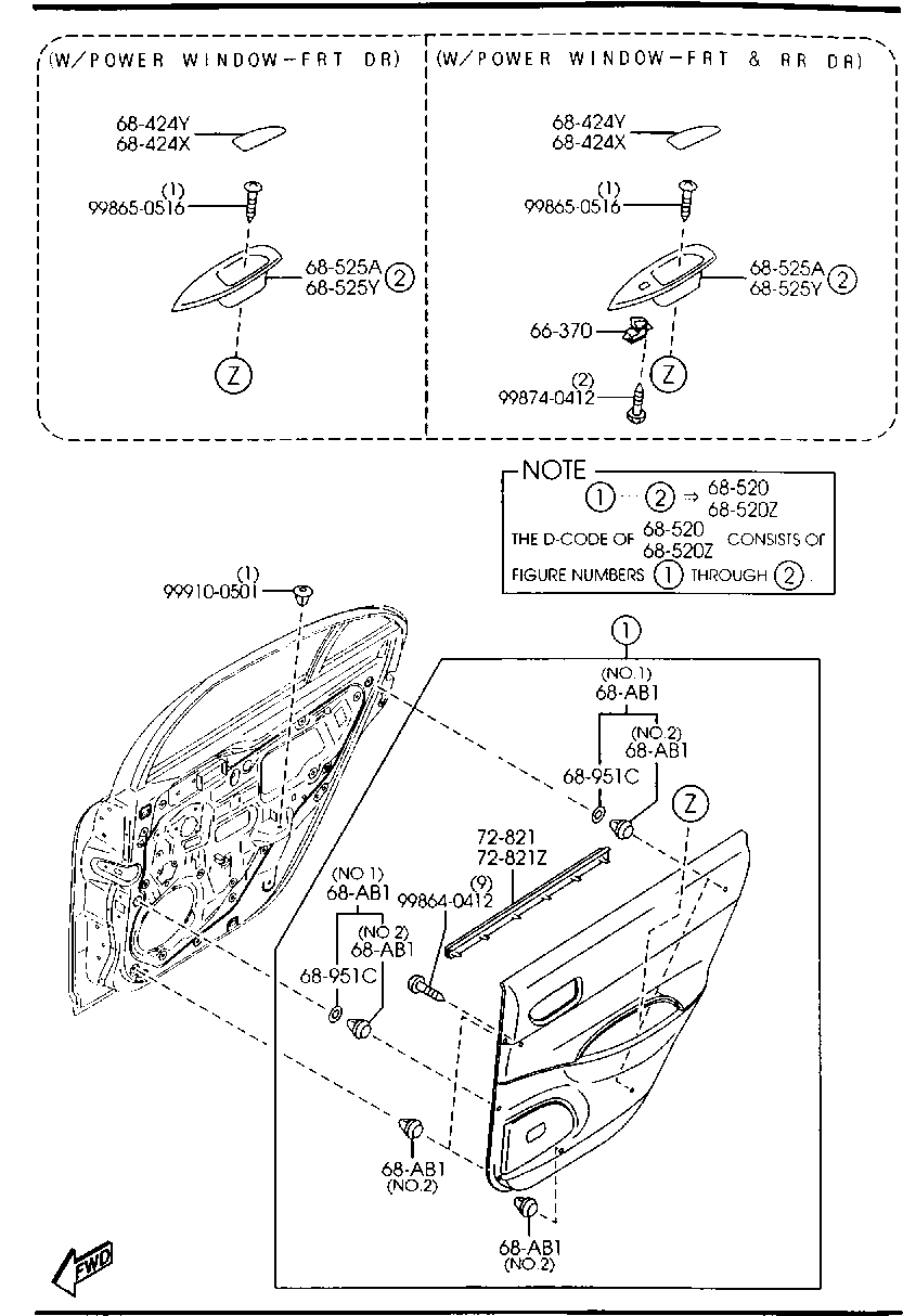 Code, Part number, Name, Note