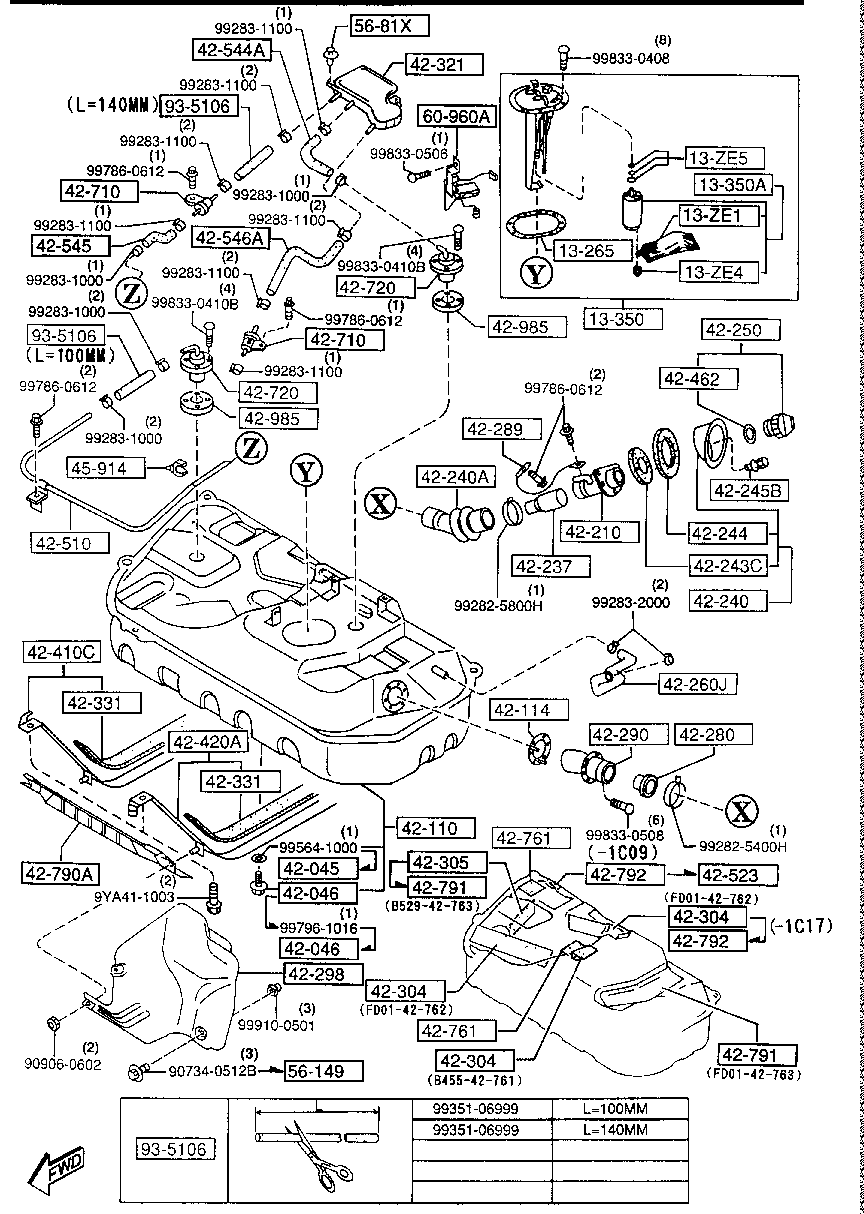 Japan, Savanna RX-7 FD3S 100001 10/1991-, трубки и топливный бак