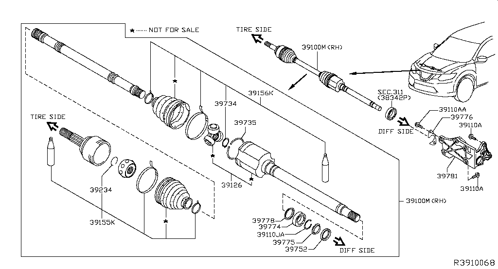 Nissan/INFINITI 39735-JA00A Ring Stopper. .