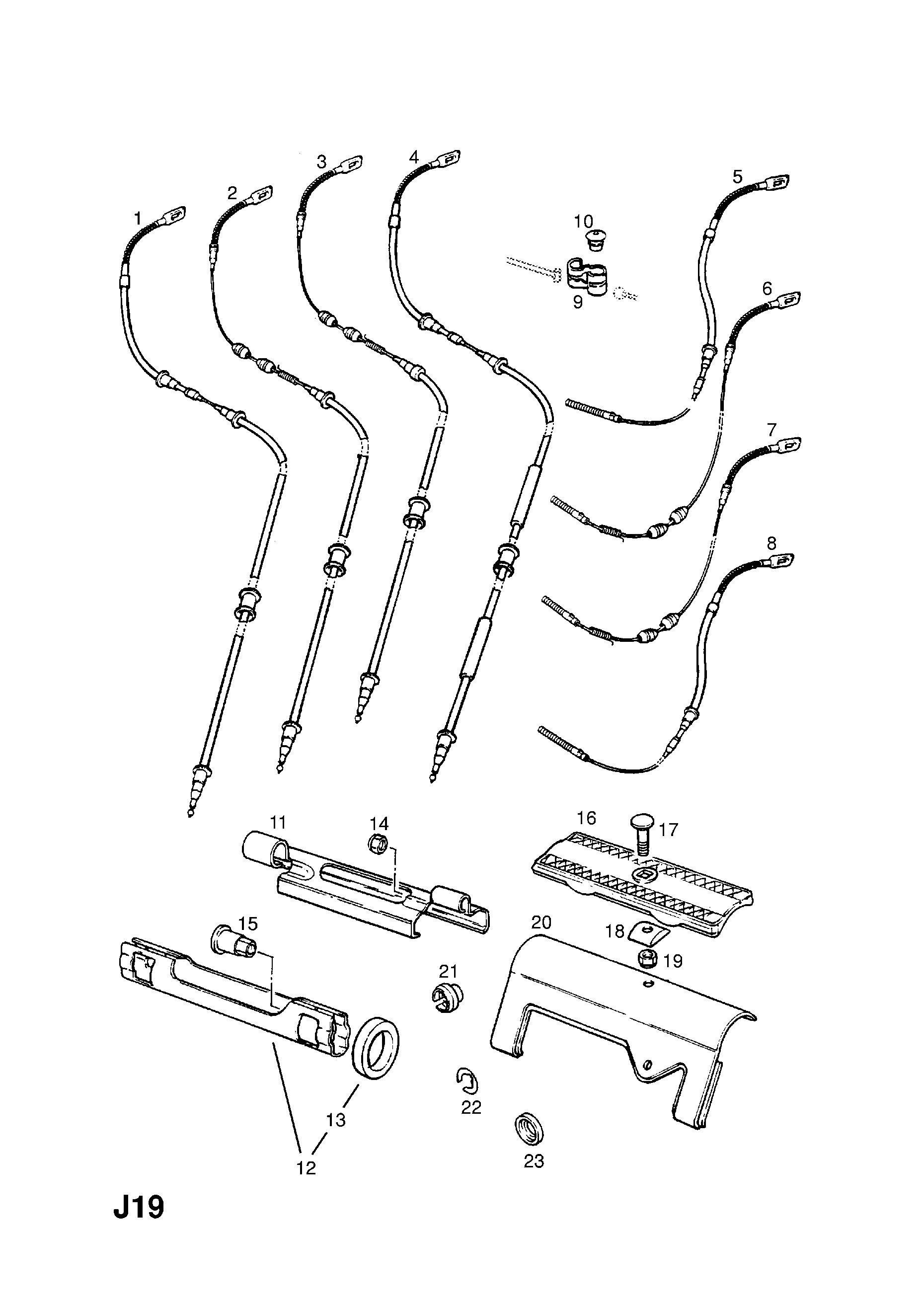 Opel ASCONA-C ( 1982 - 1988), J BRAKES, 23.HANDBRAKE CABLE  