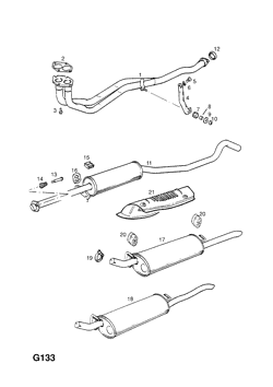 107.EXHAUST PIPE,SILENCER AND CATALYTIC CONVERTER