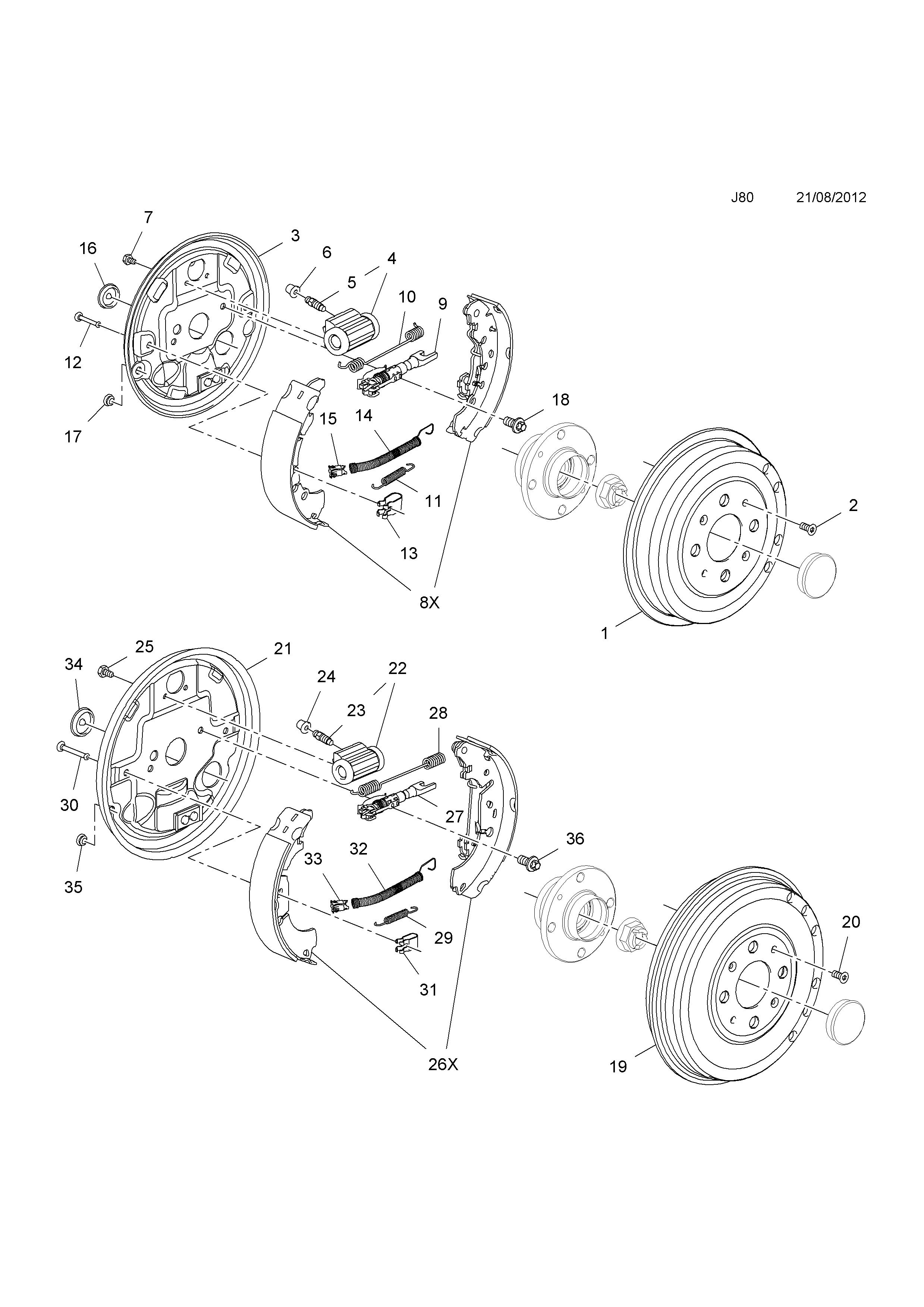 Vauxhall ADAM ( 2013 - ), J BRAKES, 40.REAR BRAKE DRUM - Catcar.info 