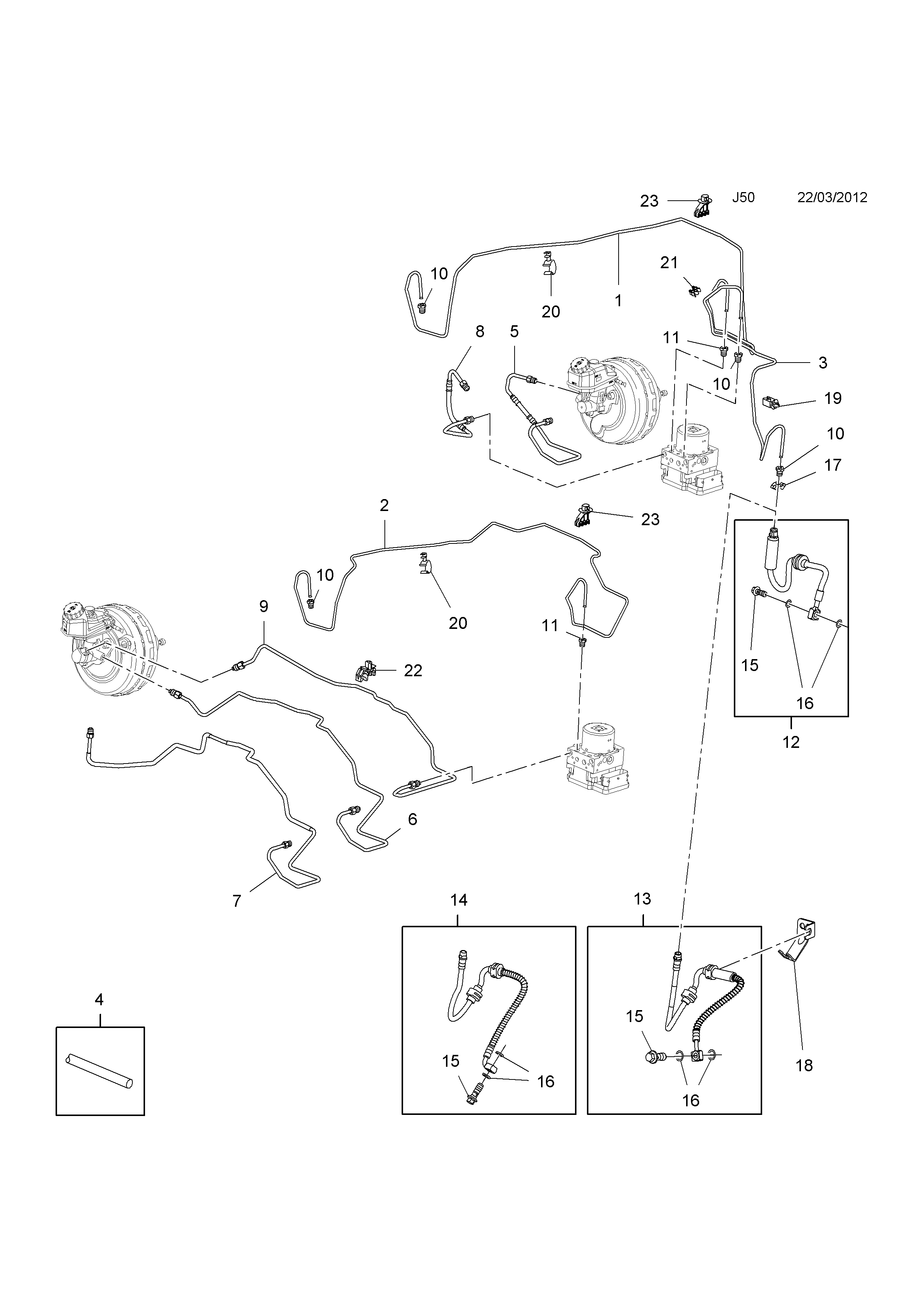 Opel ASTRA-J ( 2010 - ), J BRAKES, 8.BRAKE PIPES AND HOSES  