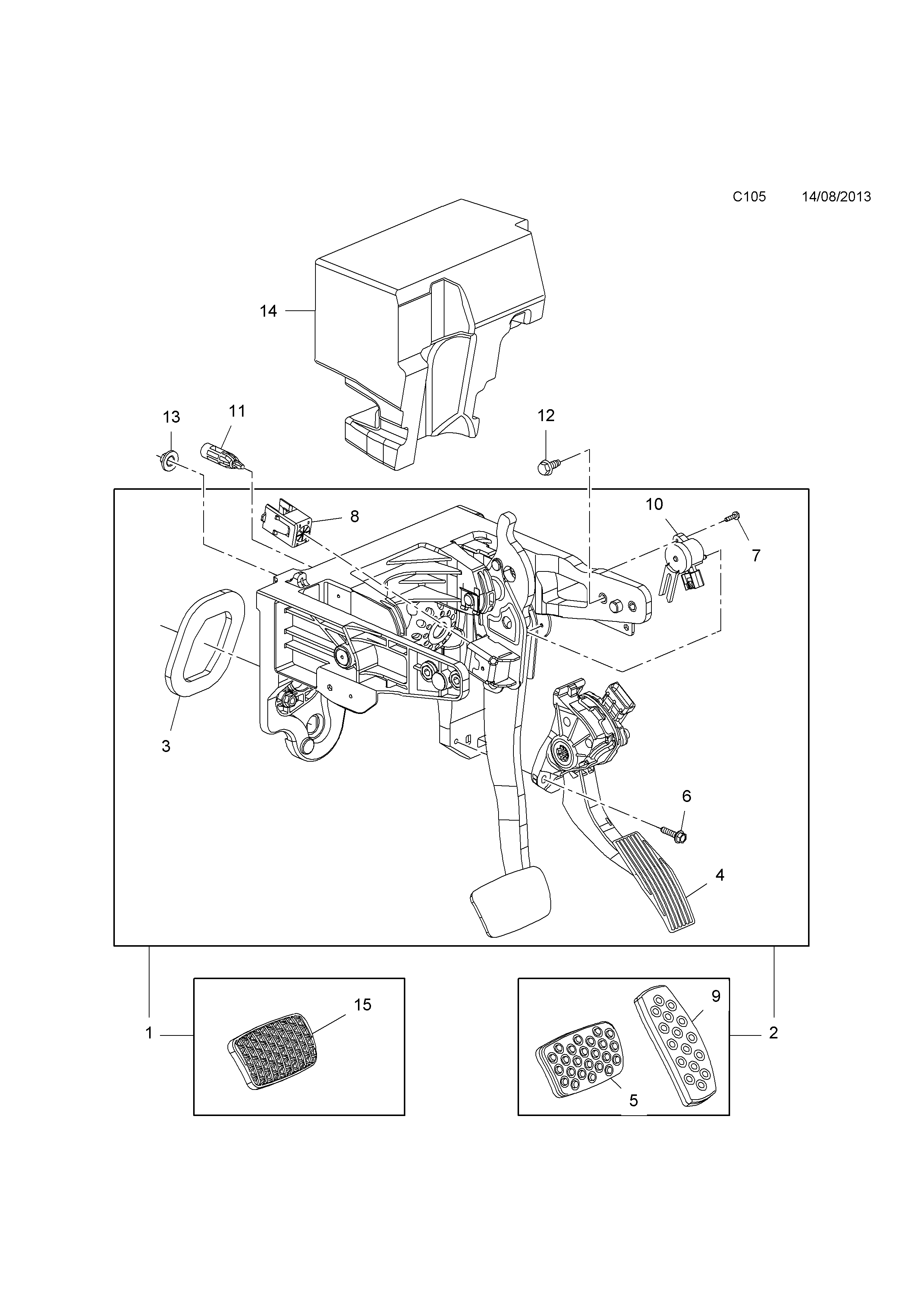Opel ZAFIRA-C ( 2012 - ), C BODY INTERIOR FITTINGS, 7 PEDALS AND  
