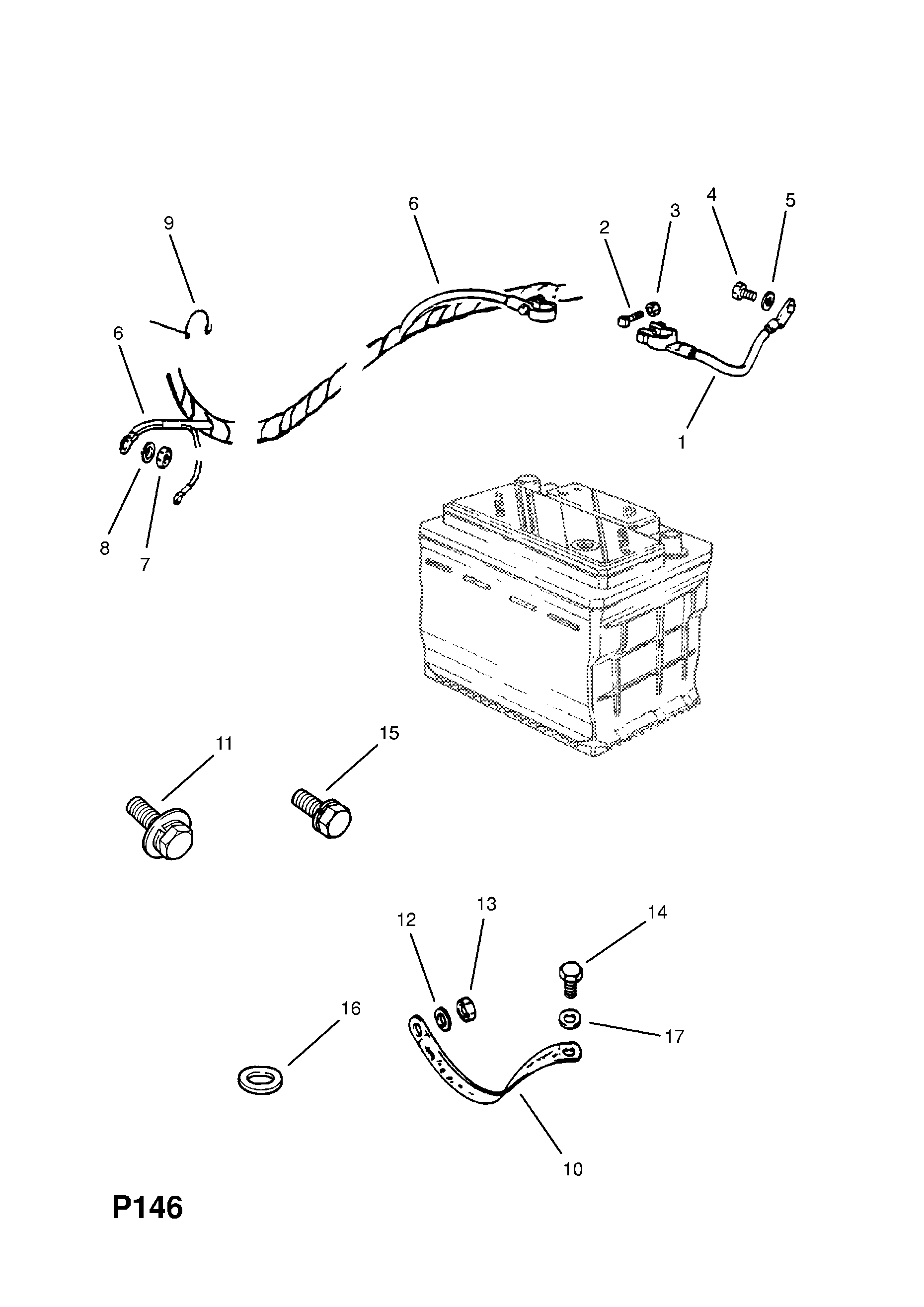 Vauxhall ASTRA ( 1985 - 1993), P ELECTRICAL, 9 CABLES, 1.BATTERY  