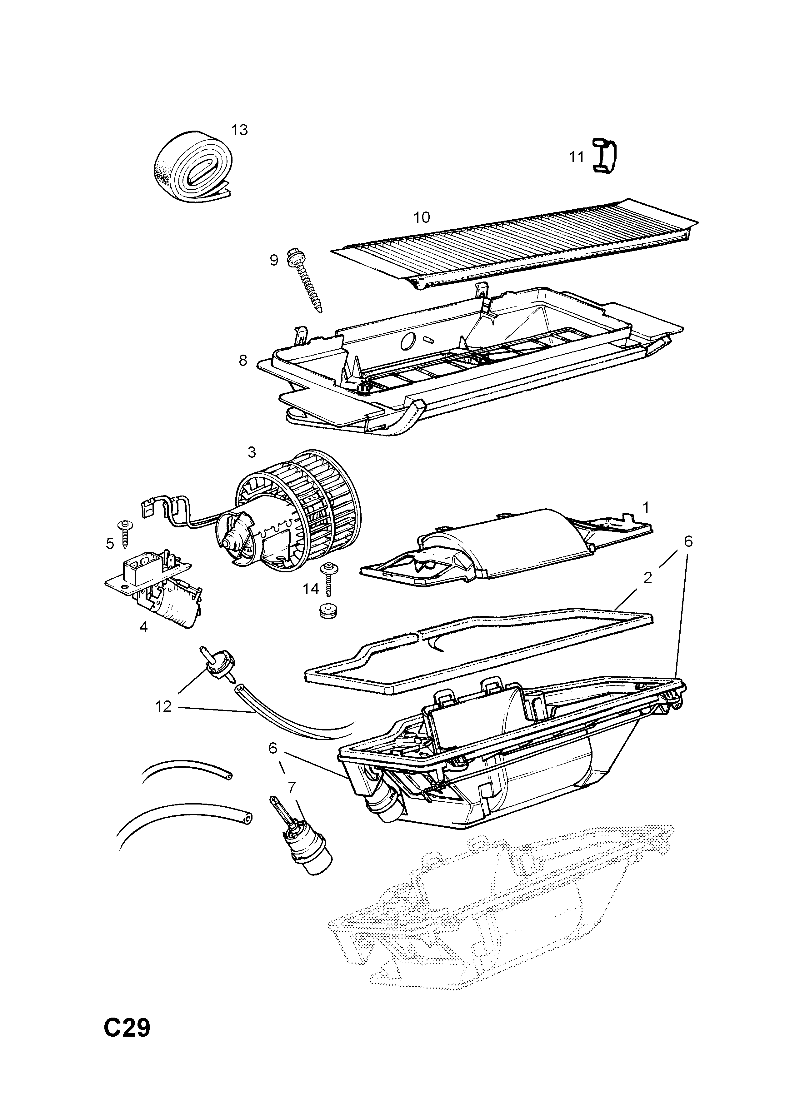 Opel ASTRA-F ( 1992 - 1998), C BODY INTERIOR FITTINGS, 7 AIR  