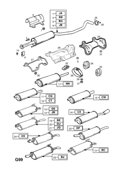 123.EXHAUST PIPE,SILENCER AND CATALYTIC CONVERTER (CONTD.)