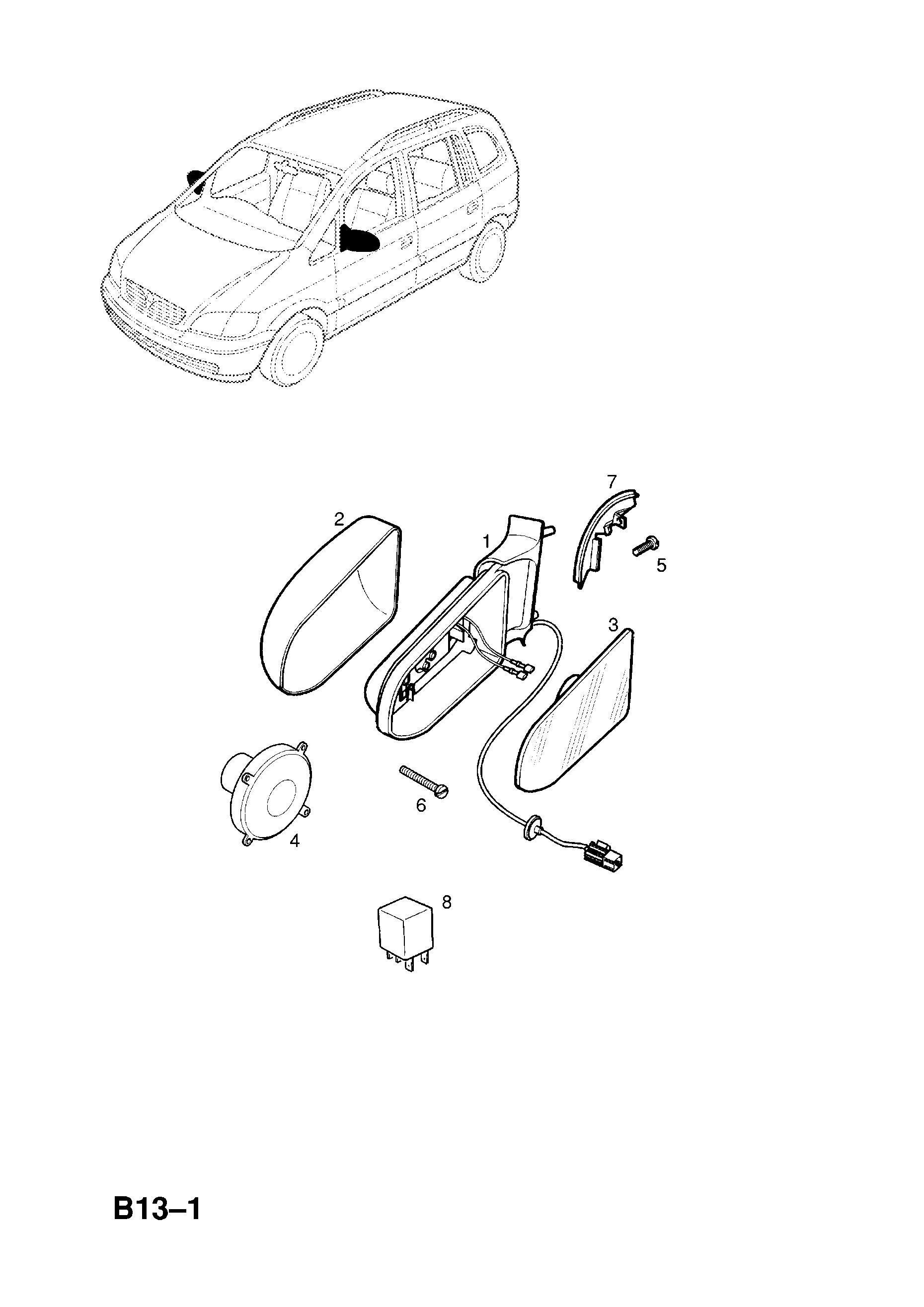 Vauxhall ZAFIRA-A ( 1998 - 2010), B BODY EXTERIOR FITTINGS, 9 REAR  