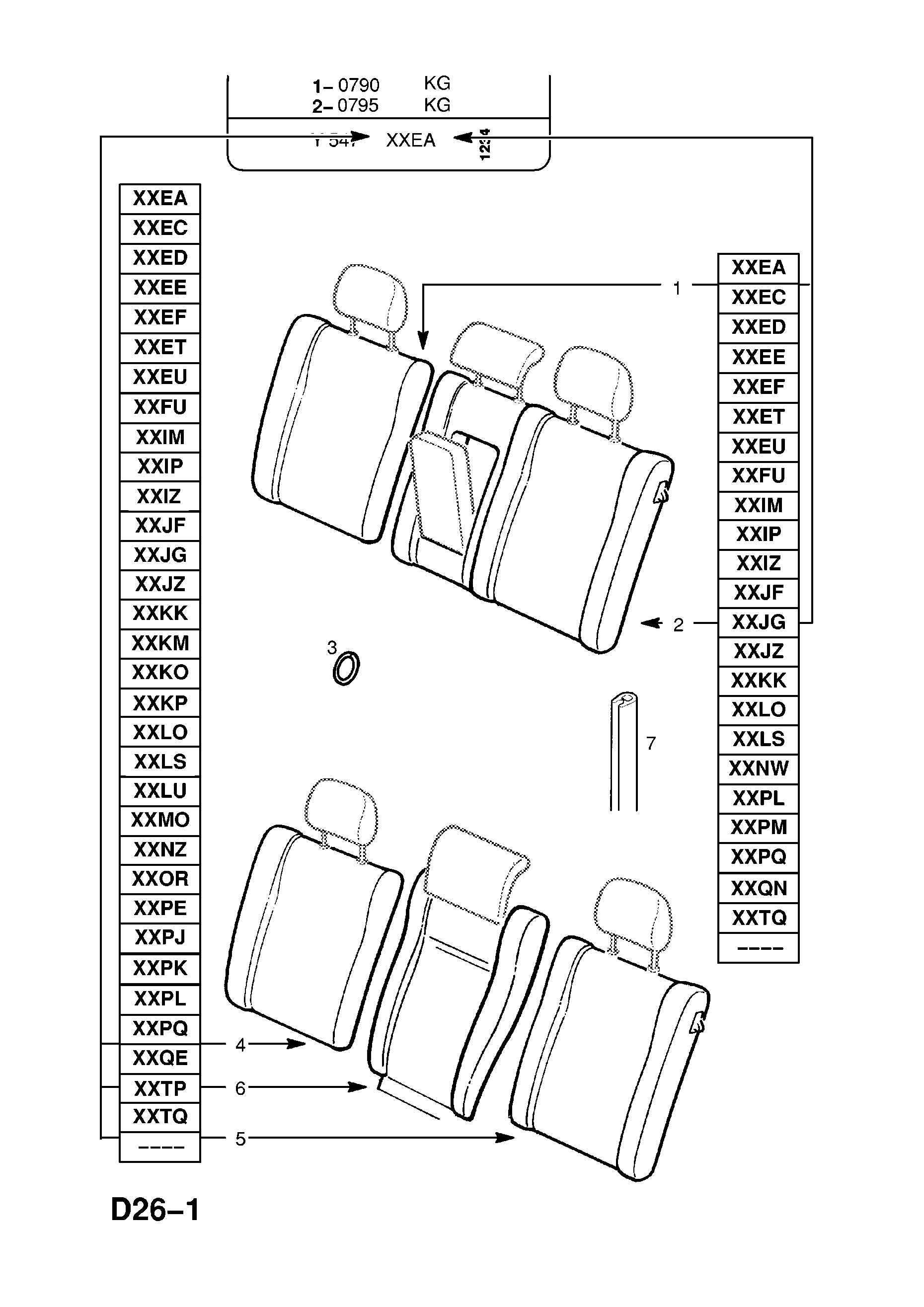 Opel ZAFIRA-A ( 1998 - 2010), D BODY INTERIOR TRIM, 10 REAR SEAT  