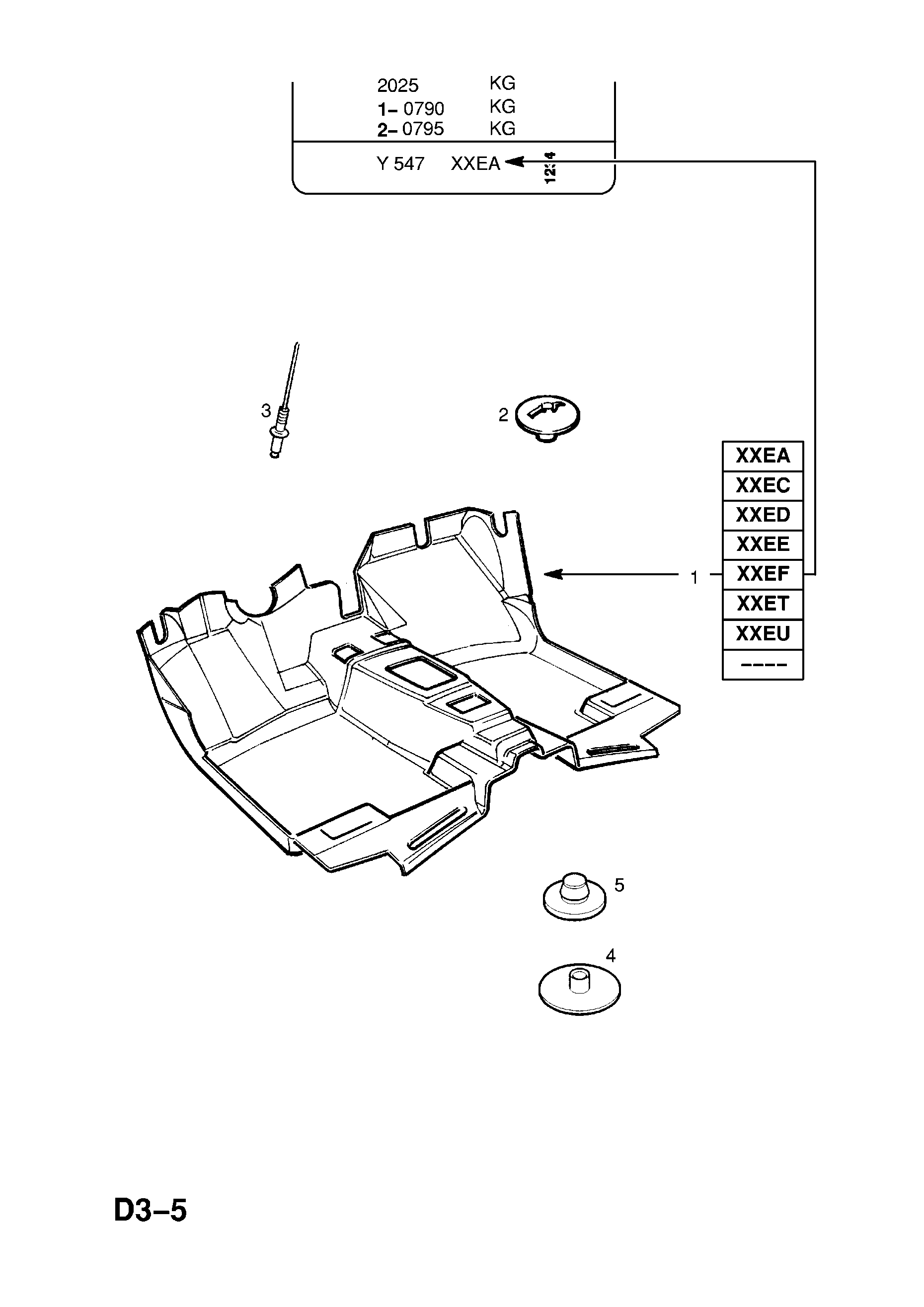 Opel ZAFIRA-A ( 1998 - 2010), D BODY INTERIOR TRIM, 2 FLOOR MATS  