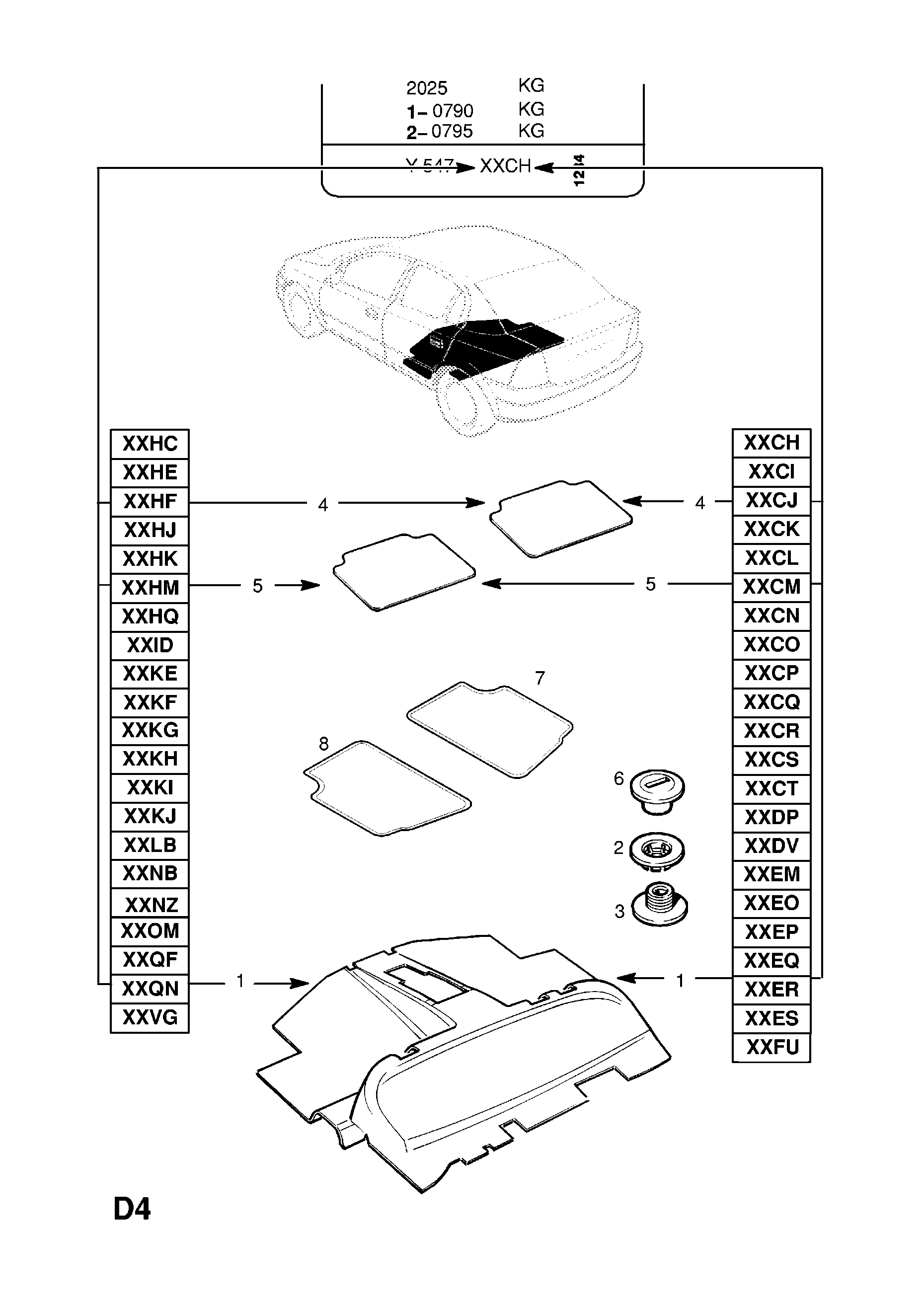 Opel ZAFIRA-A ( 1998 - 2010), D BODY INTERIOR TRIM, 2 FLOOR MATS  
