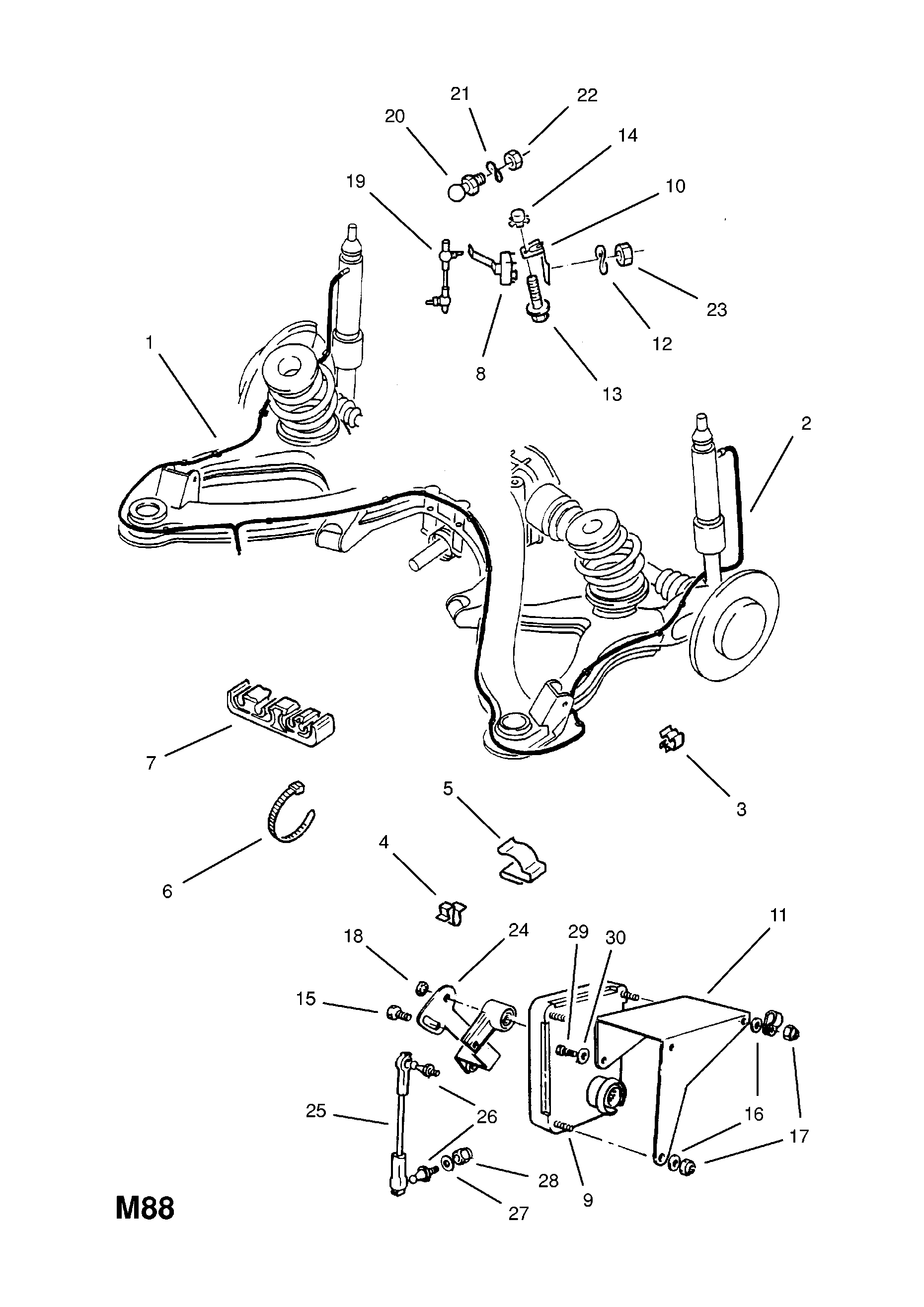 Opel OMEGA-A ( 1987 - 1993), M REAR AXLE AND SUSPENSION, 6 REAR  