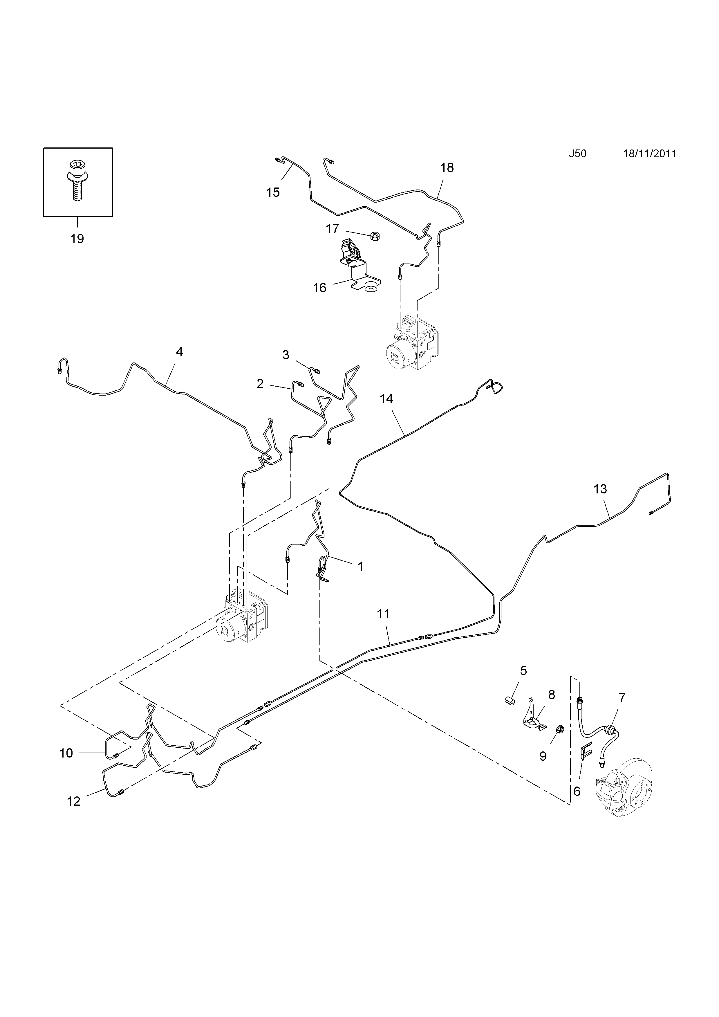 Vauxhall COMBO-D ( 2012 - ), J BRAKES, 12.BRAKE PIPES AND HOSES  