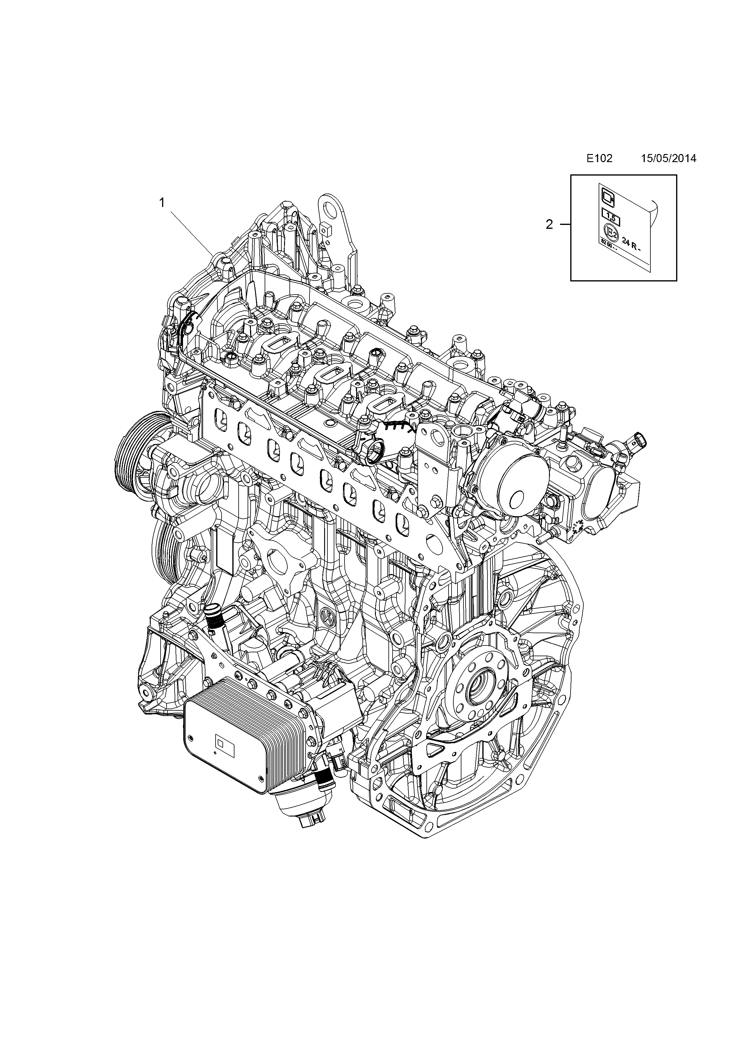 Opel VIVARO-B ( 2015 - ), E ДВИГАТЕЛЬ И МУФТА СЦЕПЛЕНИЯ, 1 16D -  R9M-MA,MB,MC,MD,ME,MG,MH,MJ,MK, 37.СБОРКА ДВИГАТЕЛЯ - Catcar.info