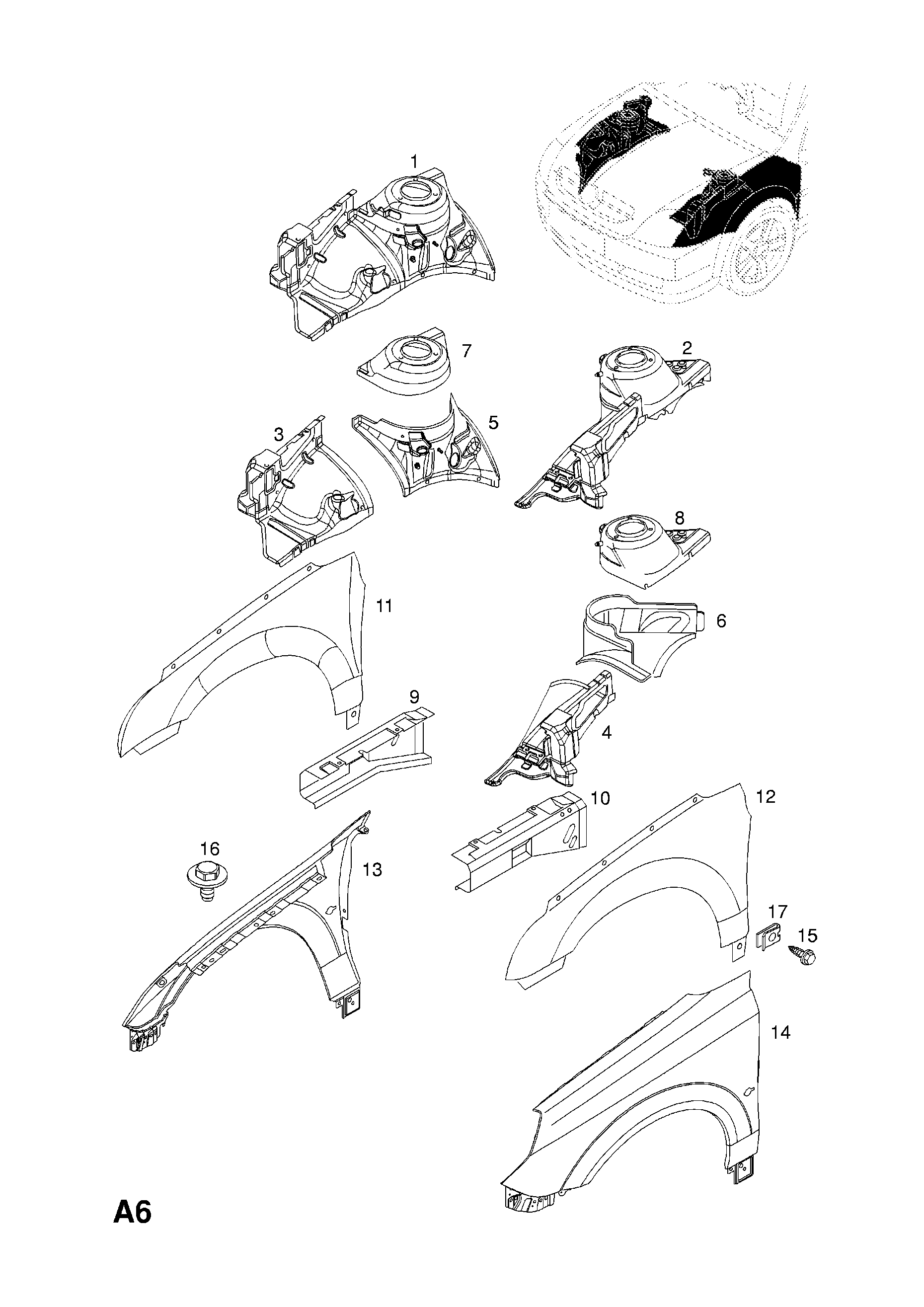 Opel VECTRA-C ( 2002 - 2008), A BODY SHELL AND PANELS, 3 FRONT END  