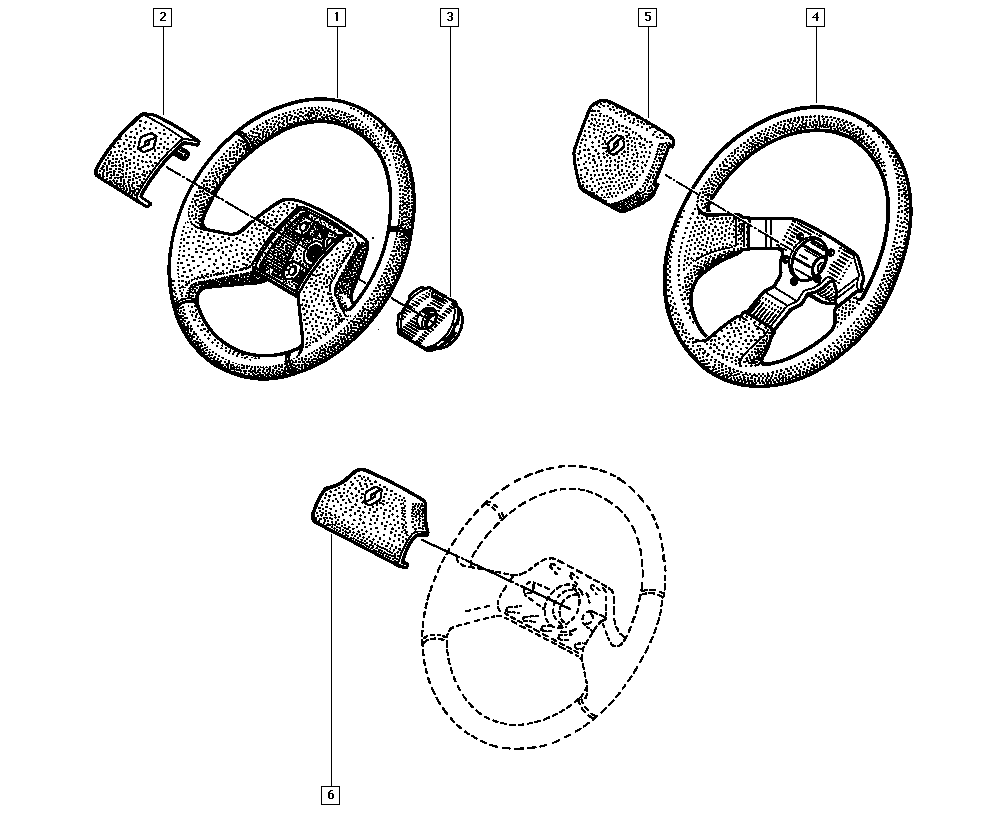 Clio (phase 1 & 2), B57R, Manual, 36 Steering / Steering wheel 