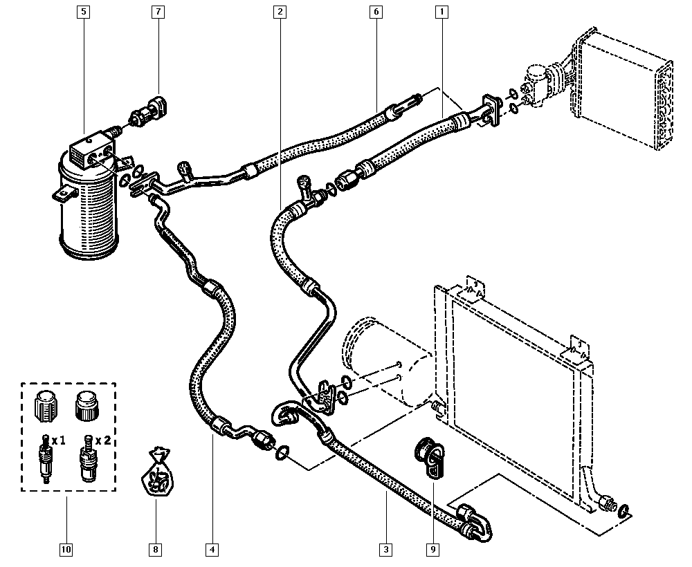 Схема трубок кондиционера рено логан