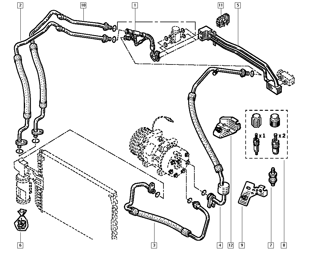 Схема трубок кондиционера рено логан
