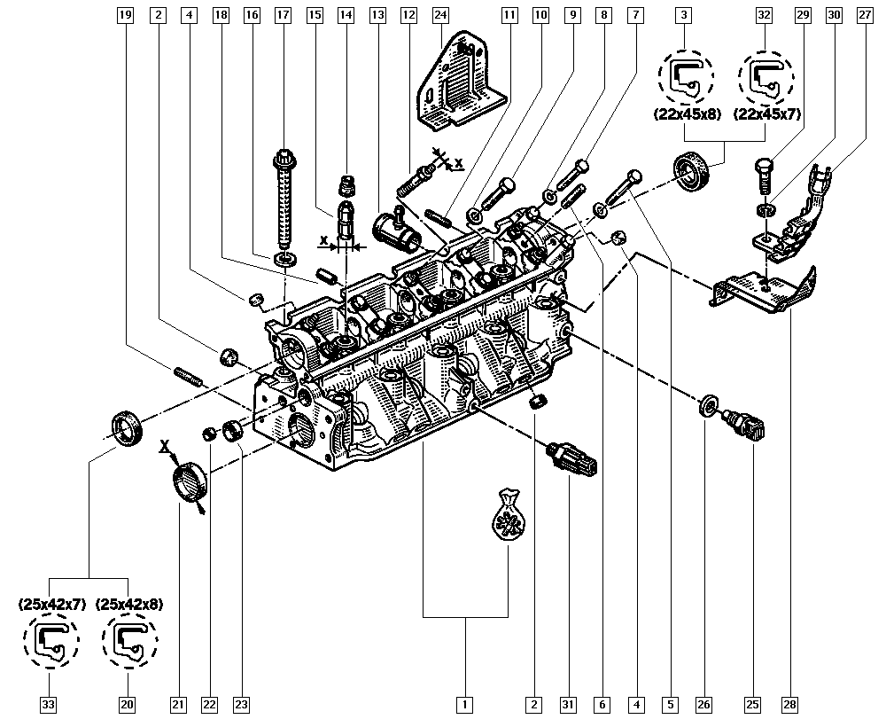 R19, 553D, Manual, 11 Upper engine / Cylinder head - Valve rocker  