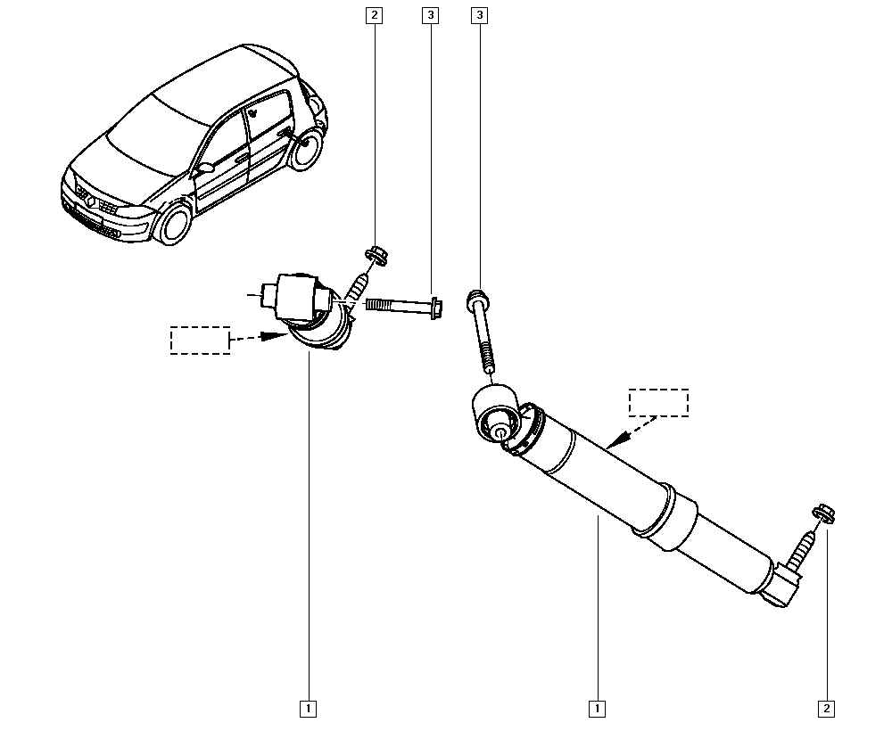 Mégane II, KM0L, Механические узлы, 34 Задние ненесущие элементы /  Амортизатор - Catcar.info