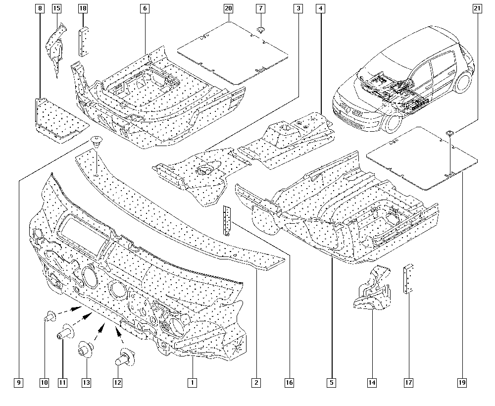 Mégane II, KM1K, Upholstery - Electricity, 68 Internal protection  