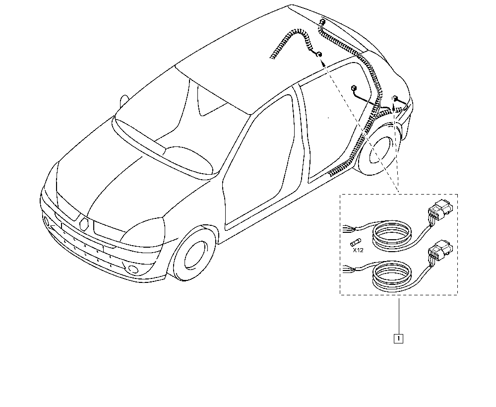 Clio II, LB2M, Элементы из кожи - Электрика, 88 Электропроводка /  Электропроводка - Catcar.info