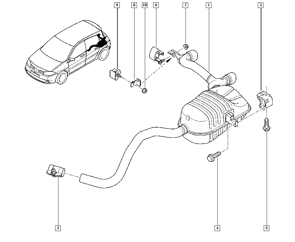 Схема выхлопной системы рено логан 1