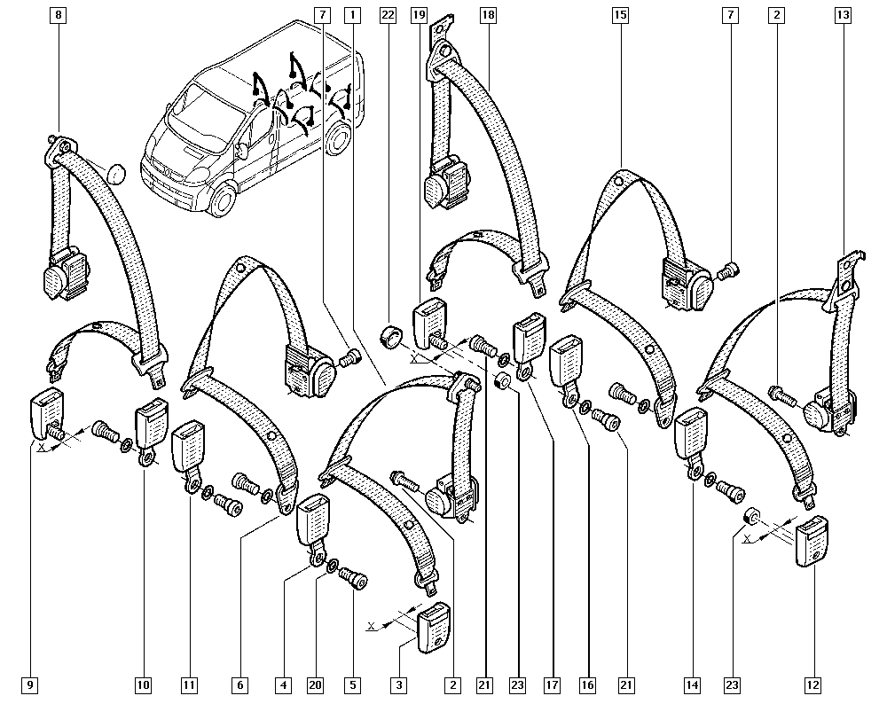 Trafic II, JL0S, Upholstery - Electricity, 59 Carrying equipment  
