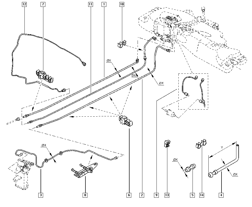 Clio II, CB3V, Manual, 19 Cooling system - Reservoirs - Exhaust  