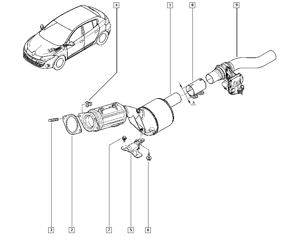 Схема крепления глушителя на рено меган 2
