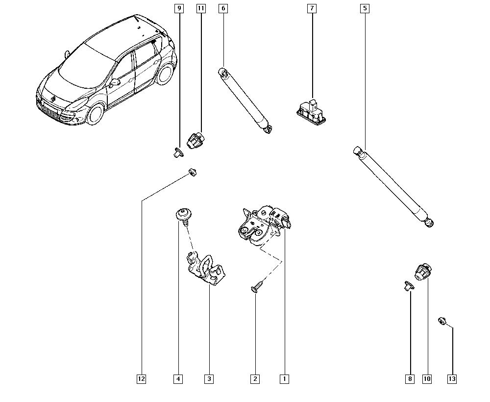 Scénic III, JZ0N, Bodywork, 52 Tailgate or boot lid balancer / All  