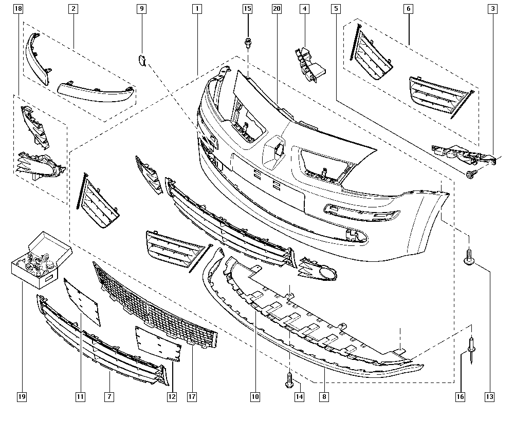 Modus, JP0R, Bodywork, 55 Protection - external trims / Front  