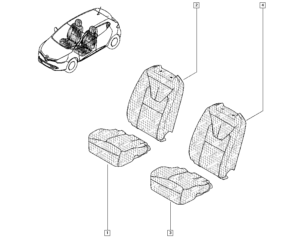 Clio IV, BHM0, Upholstery - Electricity, 77 Front seat trim / Seat  