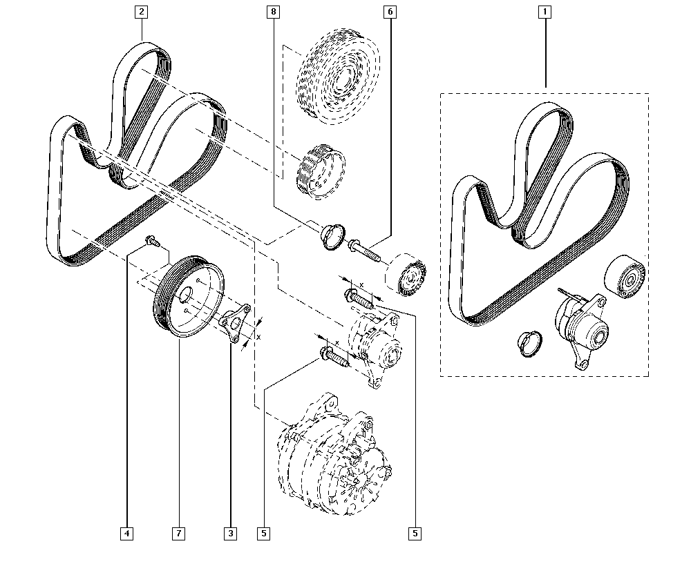 Схема ремня генератора рено мастер 3