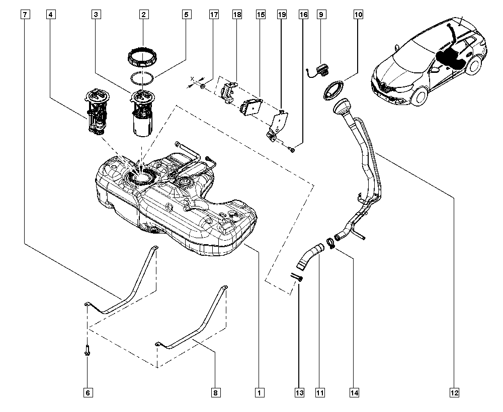 Kadjar, HLA4, Manual, 19 Cooling system - Reservoirs - Exhaust  