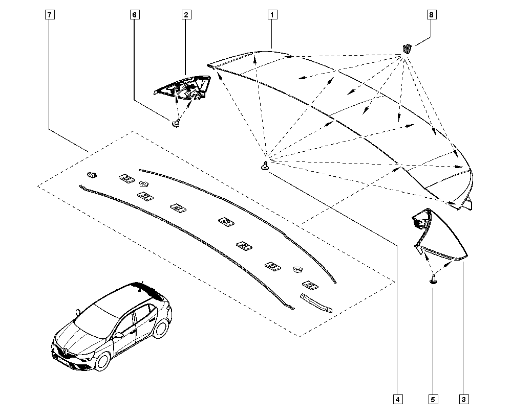 Mégane IV, B9MF, Bodywork, 55 Protection - external trims  