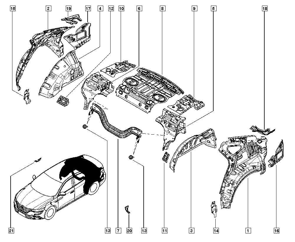 Talisman XFD, LPMM, Bodywork, 44 Rear internal units / Rear of  