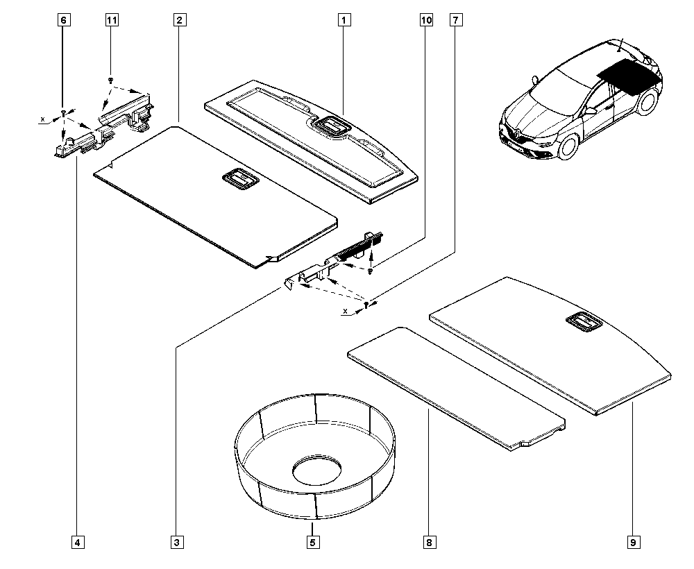 Mégane IV, K9MS, Upholstery - Electricity, 69 Carpets / Mats  