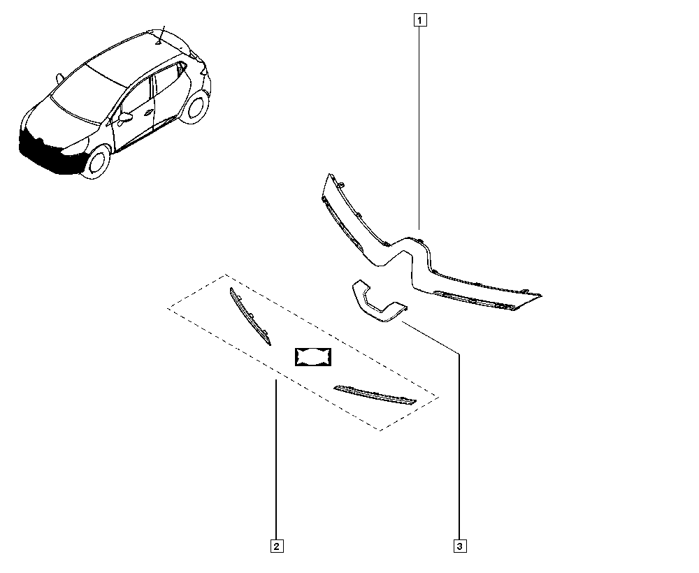 Clio IV, BHAU, Bodywork, 55 Protection - external trims / Front  