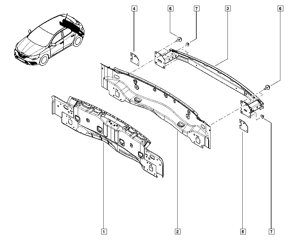 Mégane IV, B9AE, Bodywork, 44 Rear internal units / Rear-facing  
