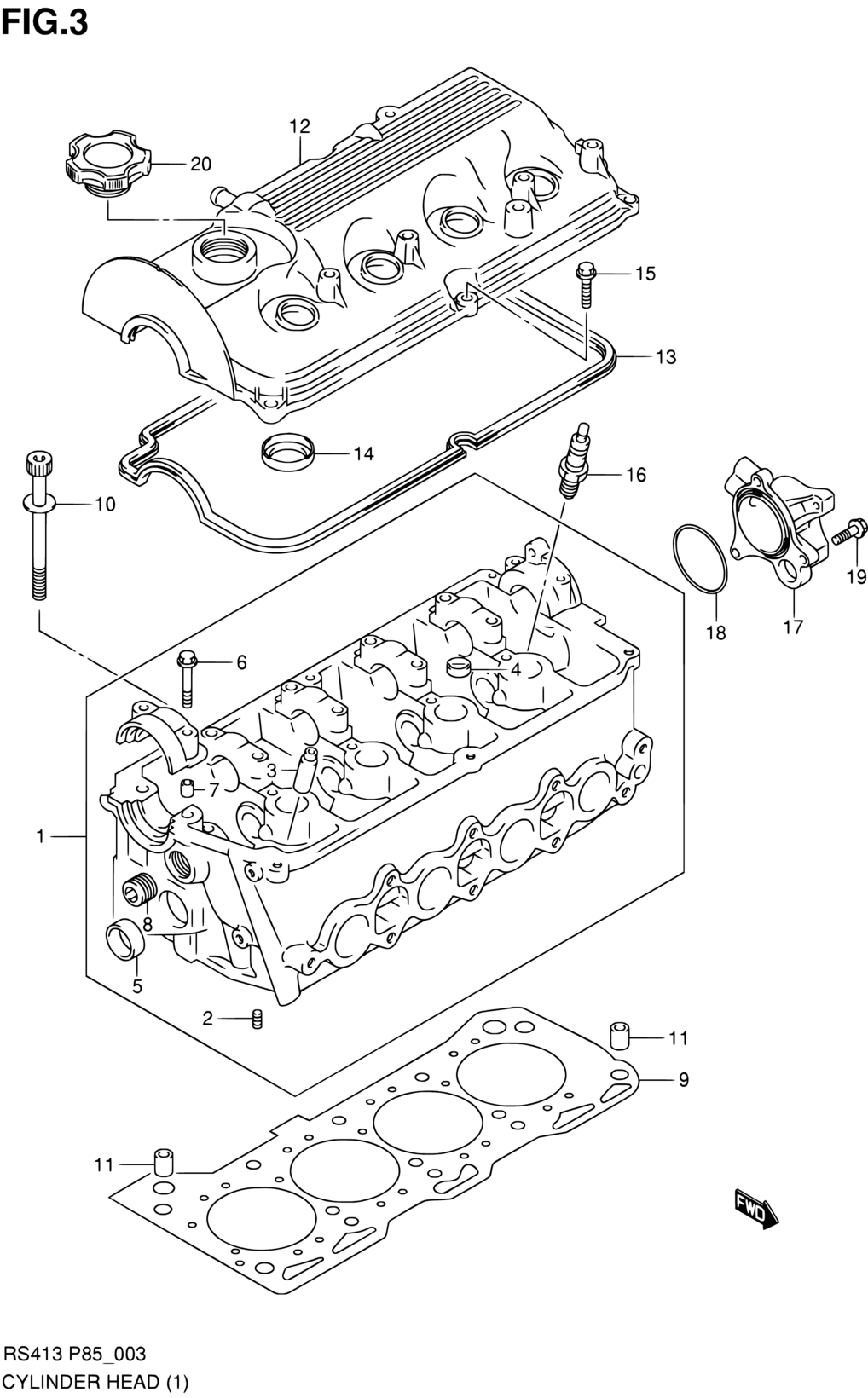 Латинская Америка, Swift, RS413 (P85), Двигатель, 3 - ГОЛОВКА ЦИЛИНДРОВ  (G13B) - Catcar.info