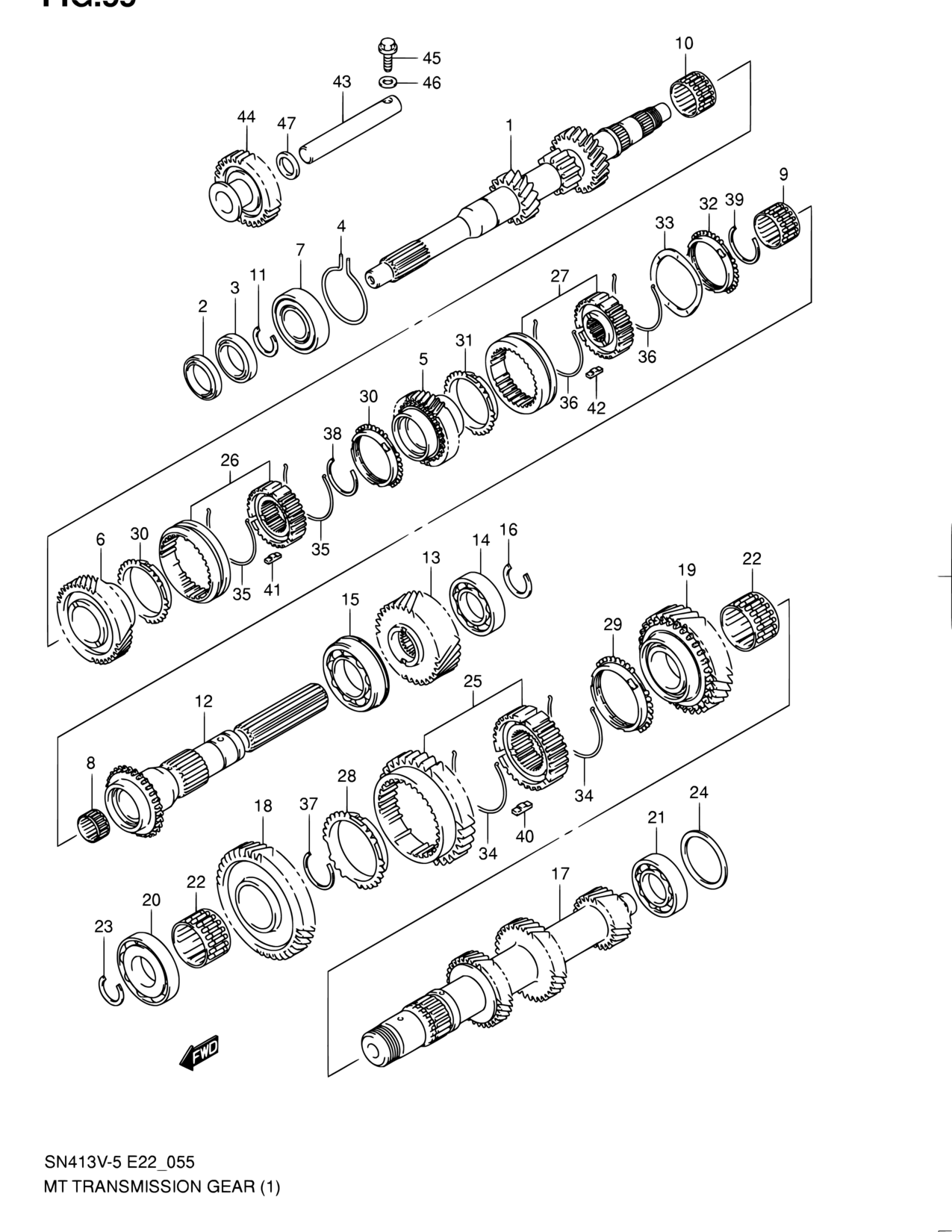 Европа, Jimny, SN413V-9 (E10,E85,E96), Трансмиссия, 55 - MT ПЕРЕДАТОЧНЫЙ  МЕХАНИЗМ (MT:SN413V) - Catcar.info