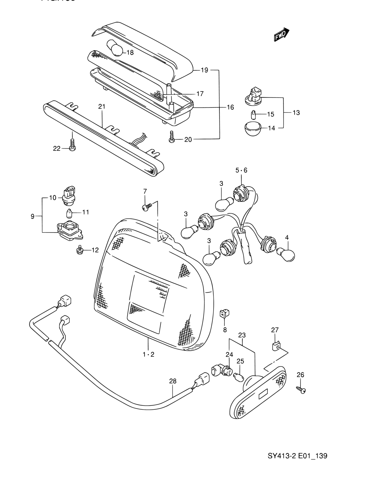 Латинская Америка, Baleno / Esteem, SY413-2, Электрическая система, 139 -  ЗАДНИЙ ФОНАРЬ (4DR) - Catcar.info