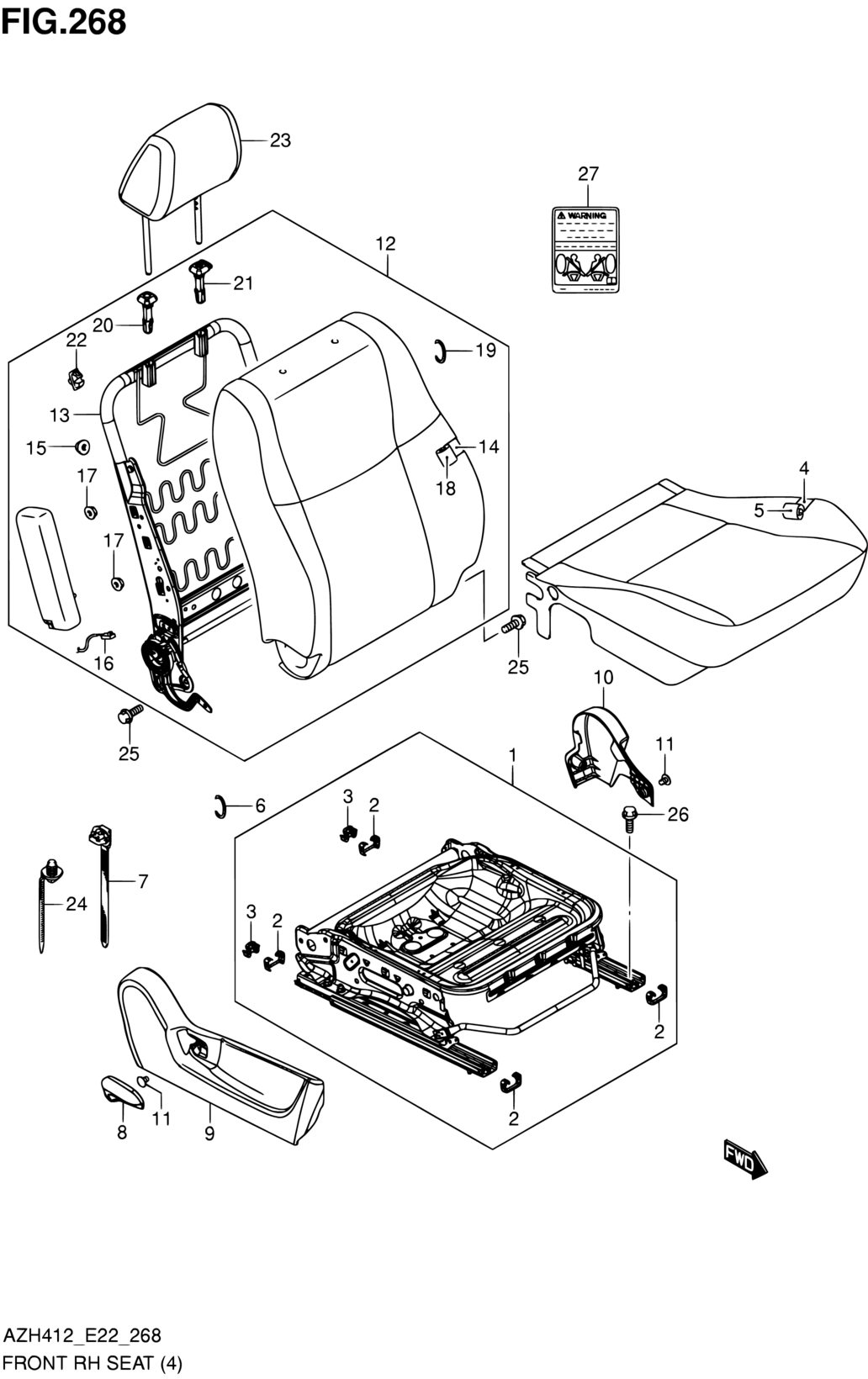 Latin America Swift Azh412 E22 Interior Trim 268 Front Rh Seat